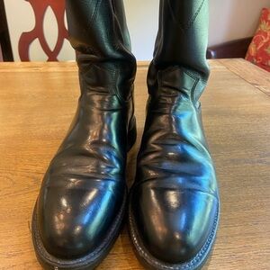 Justin 8D Men’s Roper Boots Leather Gideon Cowboy Black Western Rodeo READ